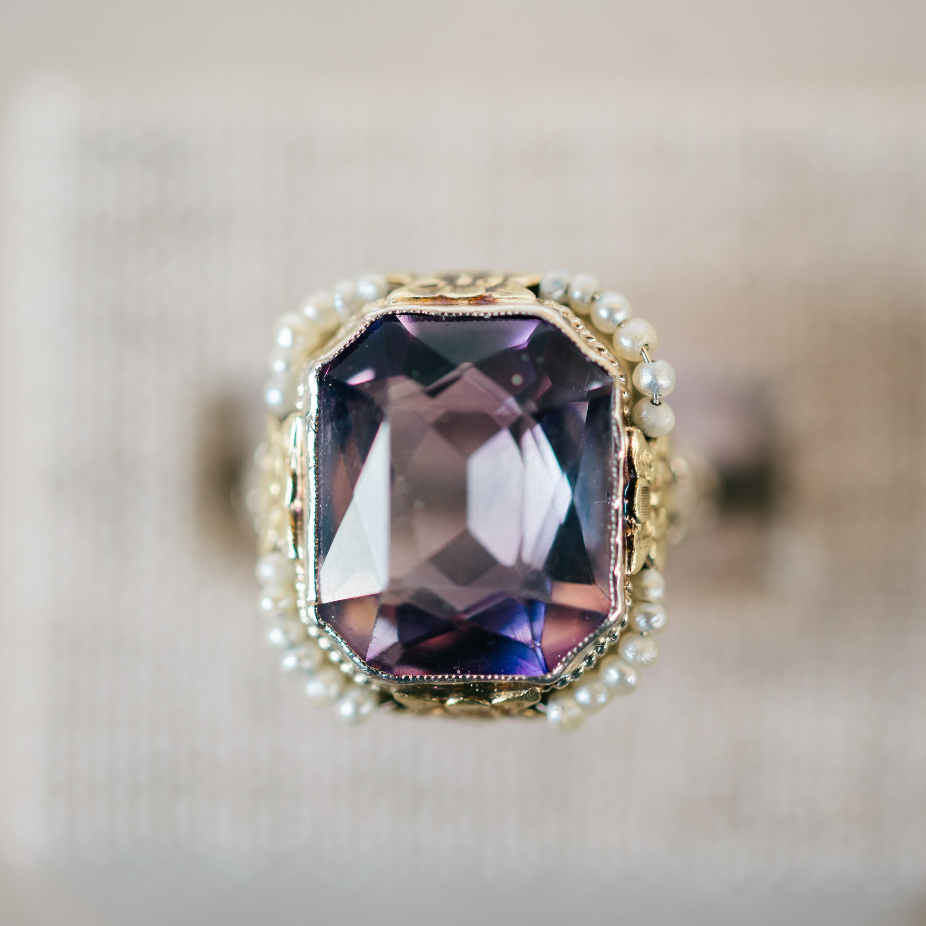Amethyst and Pearl Ring