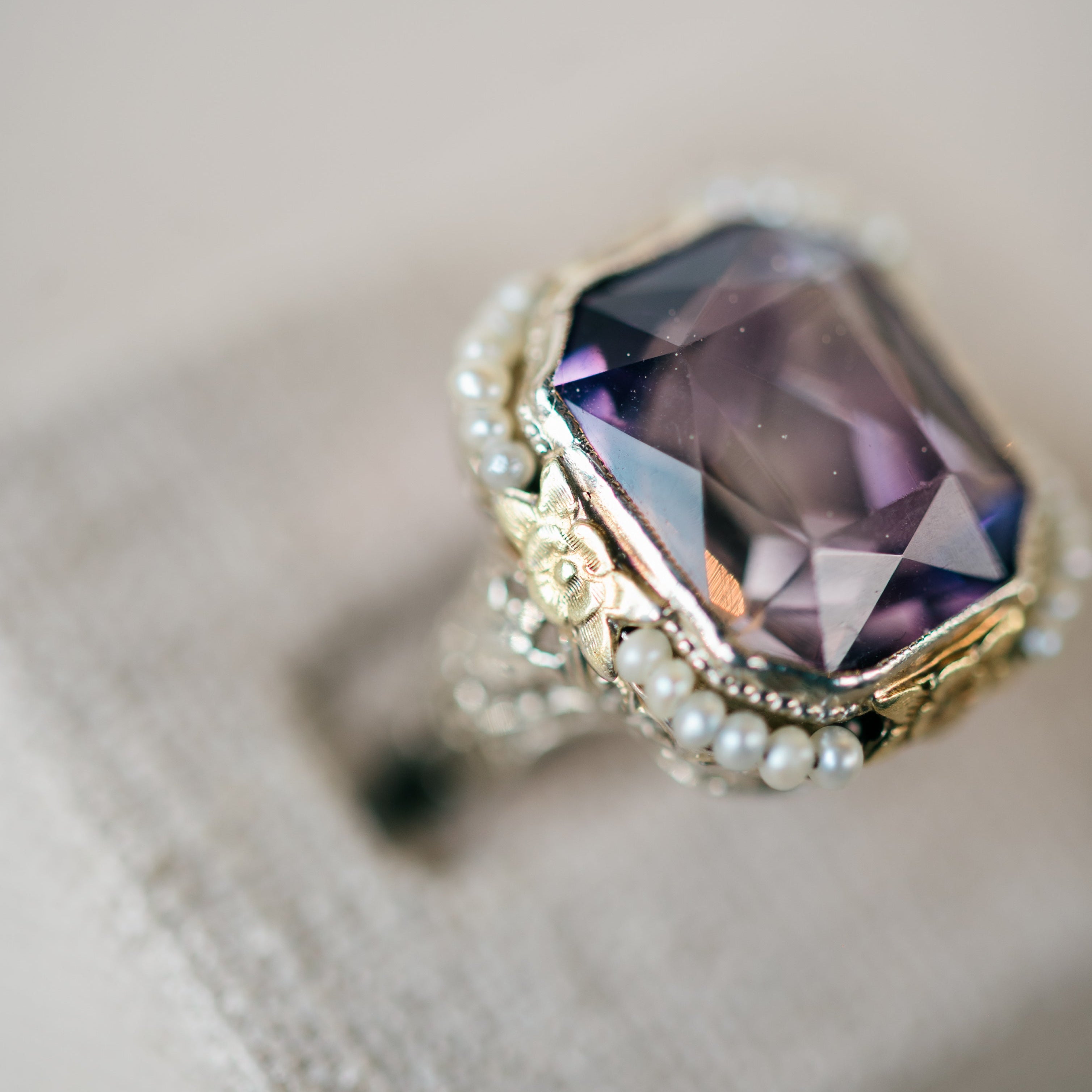 Amethyst and Pearl Ring