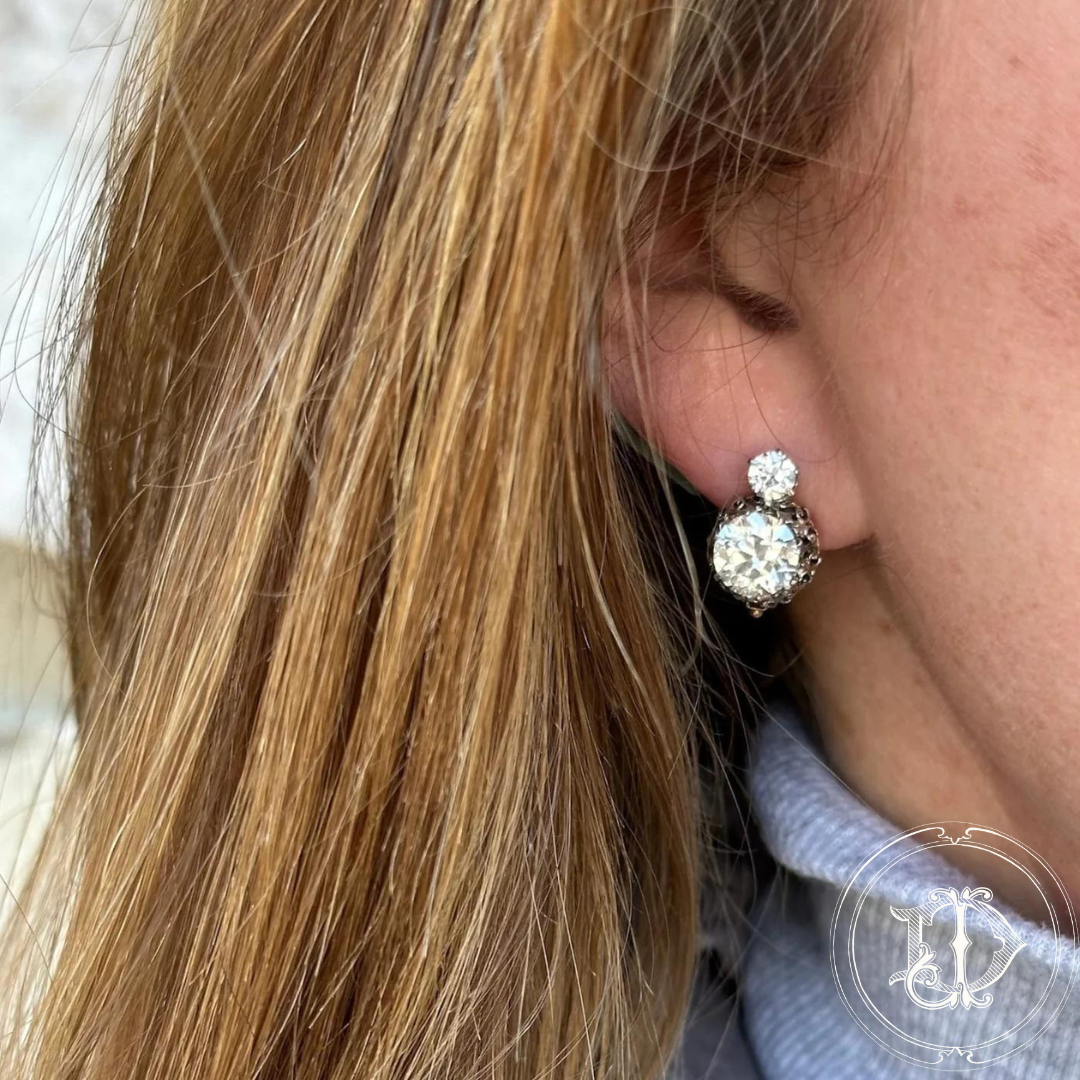 Antique diamond dormeuse earrings