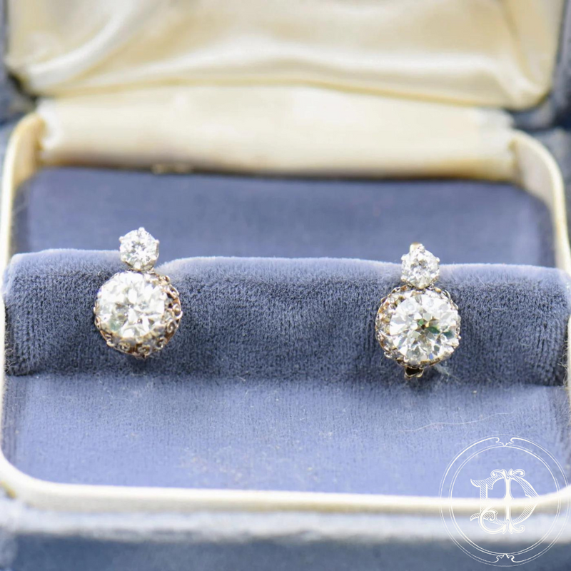 Antique diamond dormeuse earrings