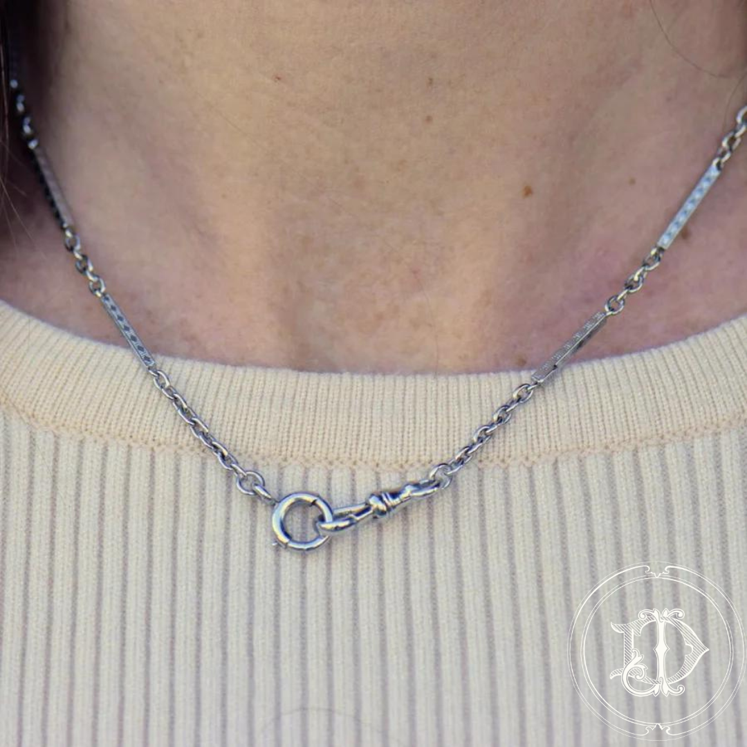 Antique engraved link watch chain