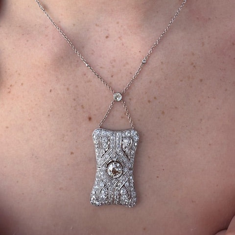 Art Deco antique platinum pendant