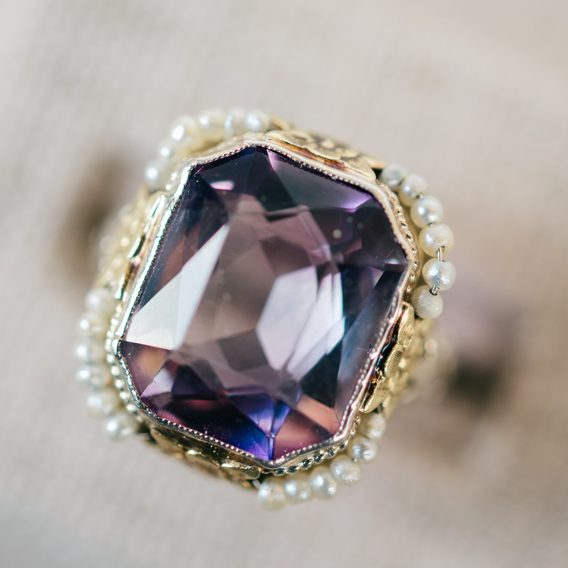 Amethyst and Pearl Ring