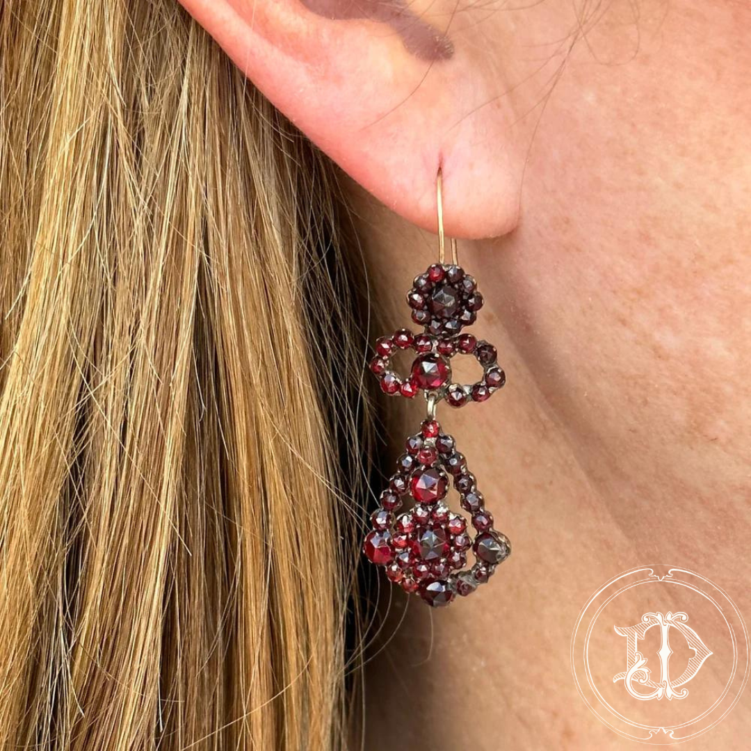 Bohemian Garnet Dangle Earrings
