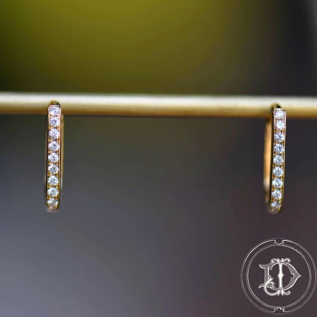 Diamond Emerald and Sapphire Hoops
