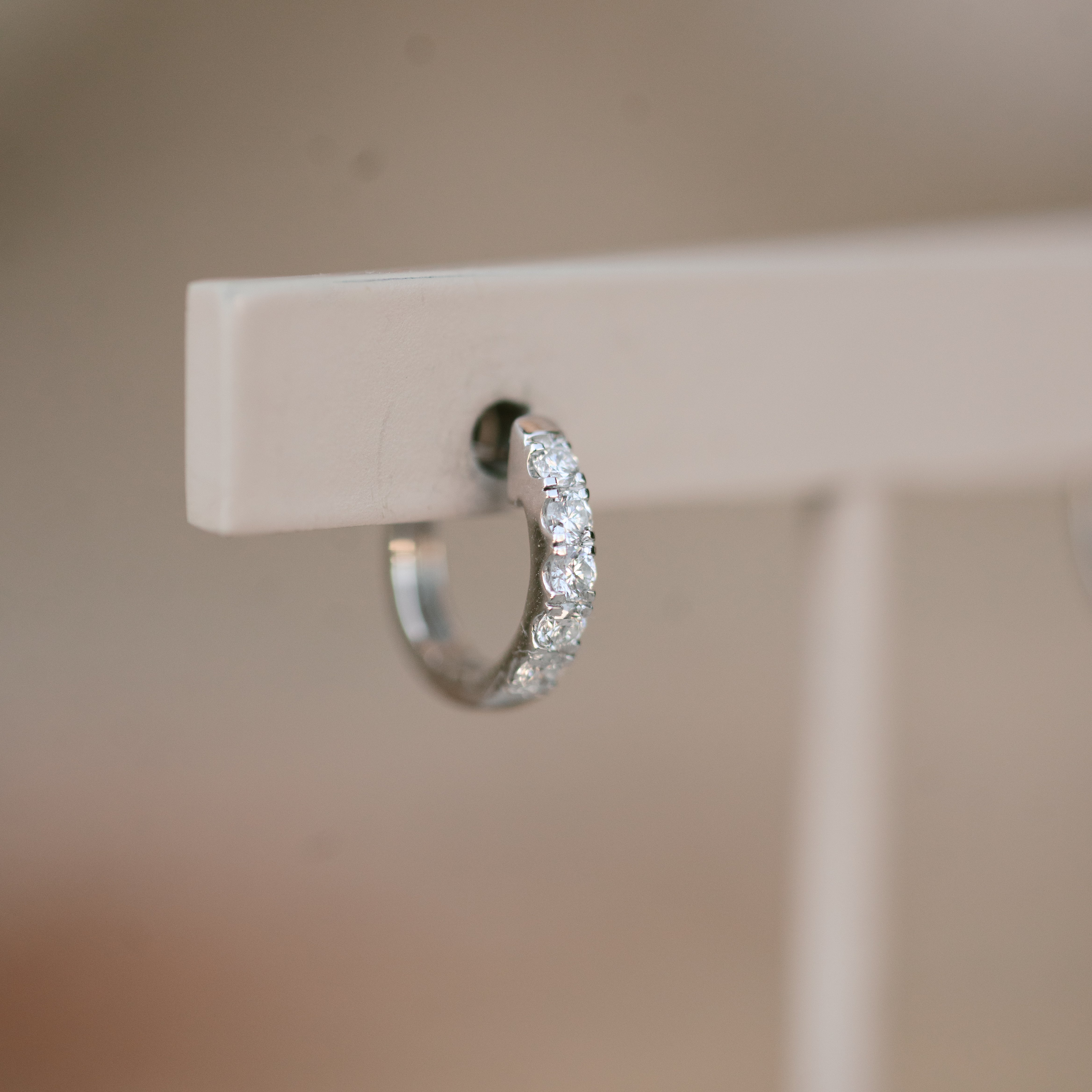 petite diamond huggies white gold