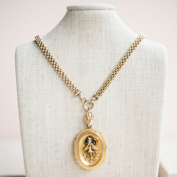 Victorian gold and pearl locket