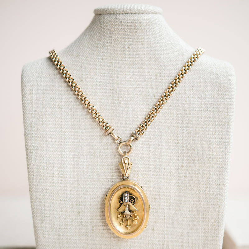 Victorian gold and pearl locket