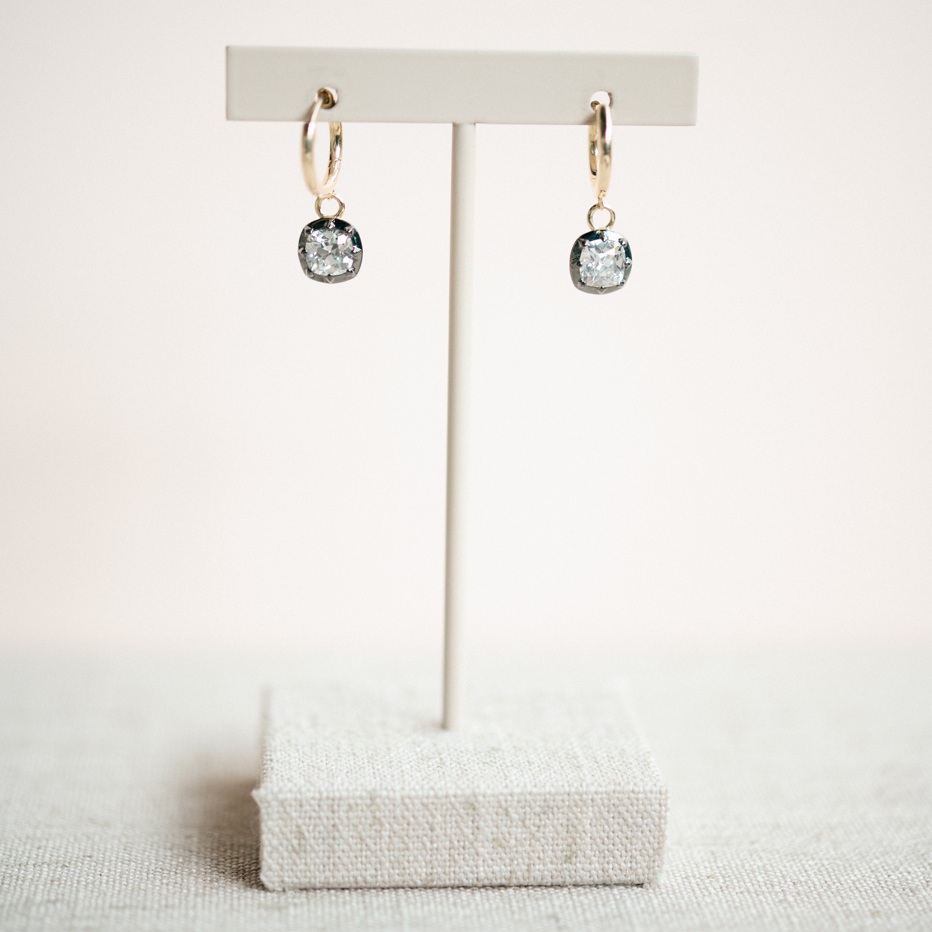 Georgian Lab Grown Cushion Diamond Huggie Earrings