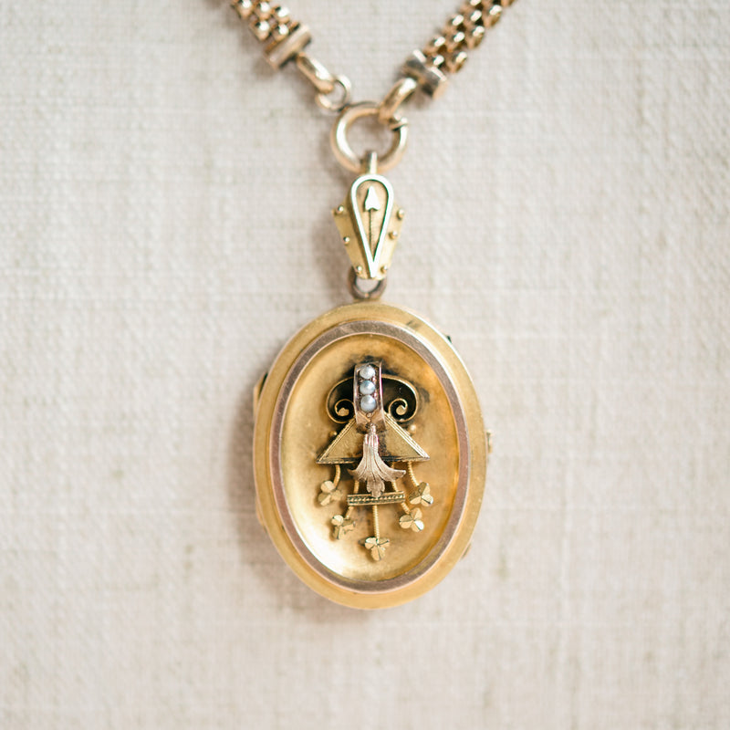 Victorian gold and pearl locket