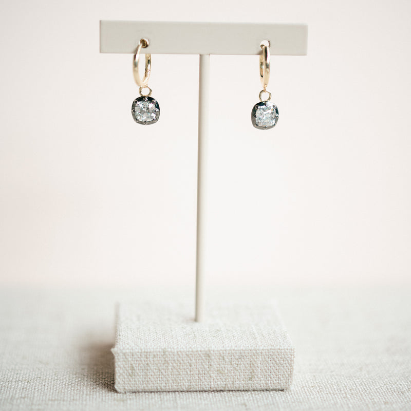 Georgian Lab Grown Cushion Diamond Huggie Earrings