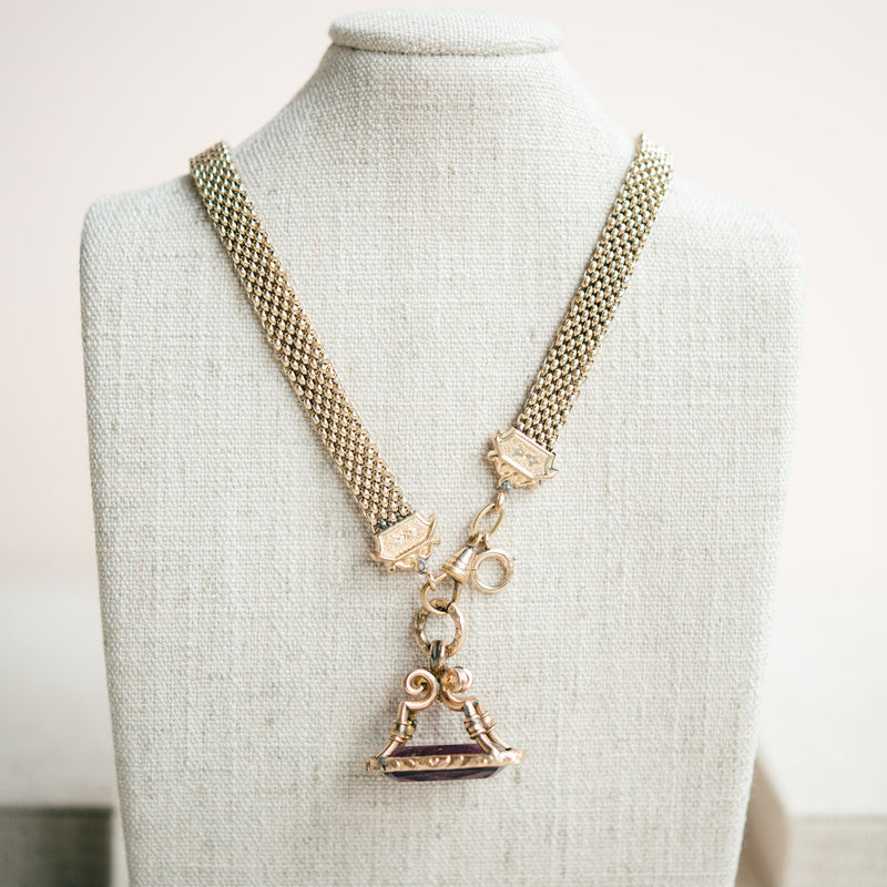 Victorian amethyst fob necklace