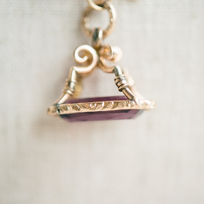 Victorian amethyst fob necklace