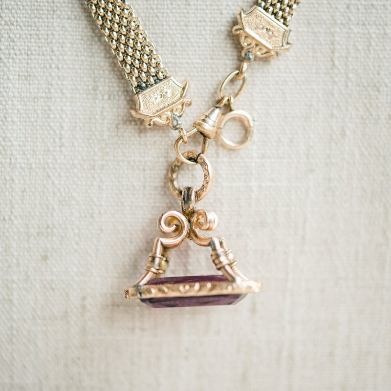 Victorian amethyst fob necklace