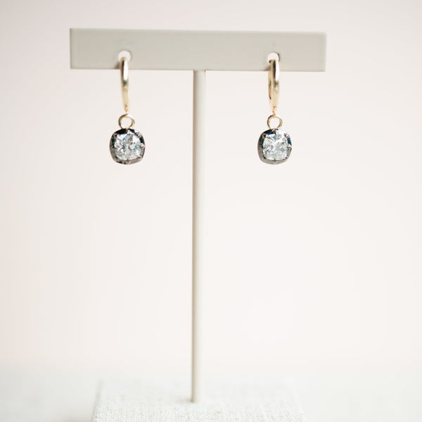 Georgian Lab Grown Cushion Diamond Huggie Earrings