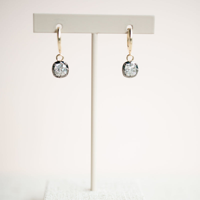 Georgian Lab Grown Cushion Diamond Huggie Earrings