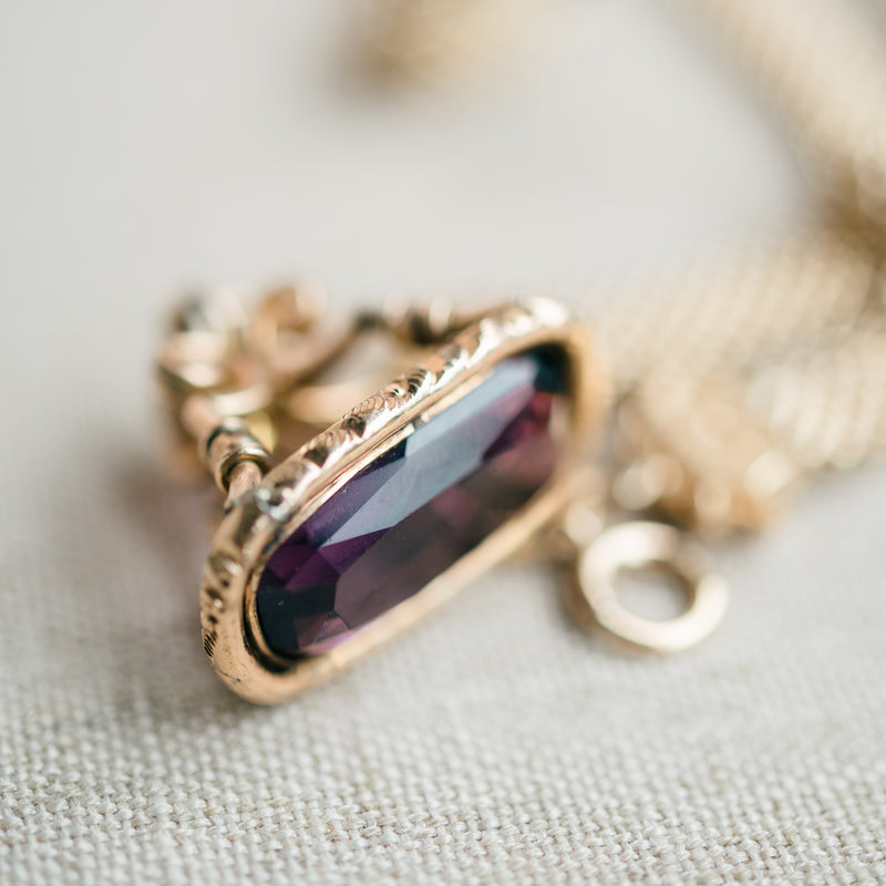 Victorian amethyst fob necklace