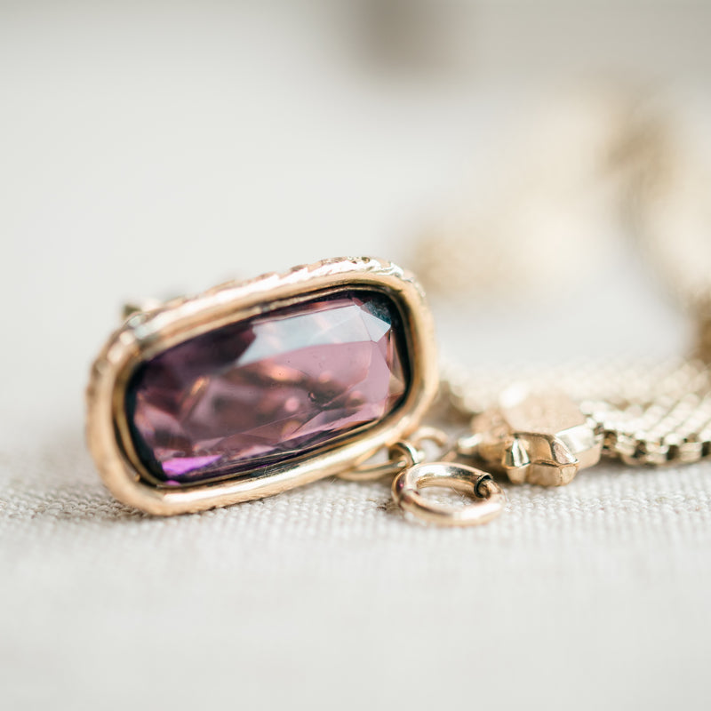 Victorian amethyst fob necklace