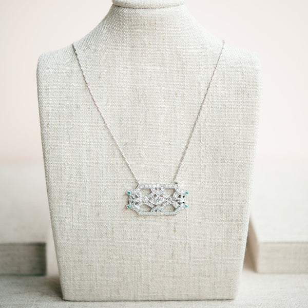 Diamond Emerald Brooch necklace
