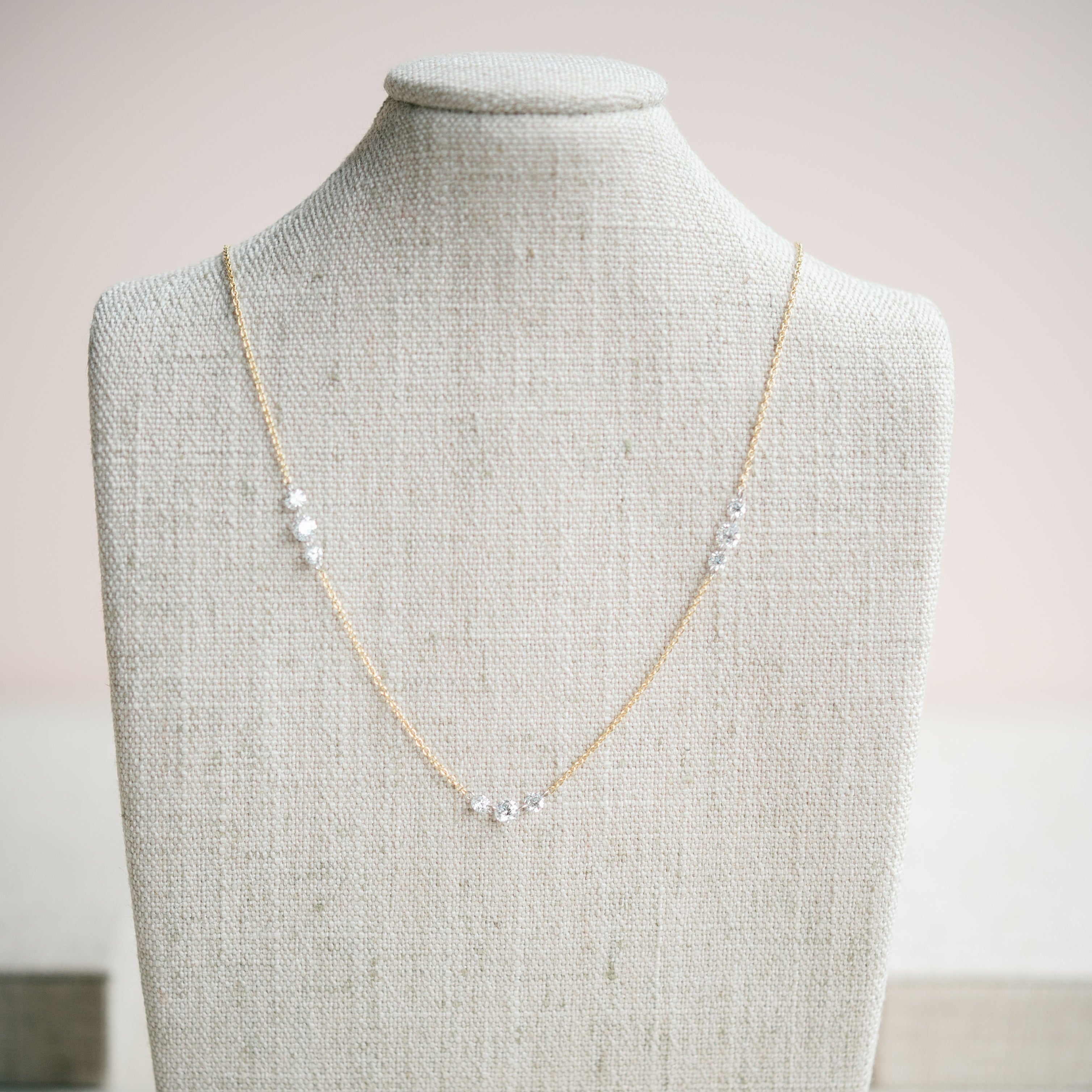 Floating Lab Grown Diamond Station Necklace