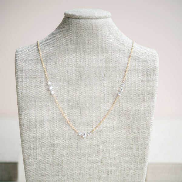 Floating Lab Grown Diamond Station Necklace