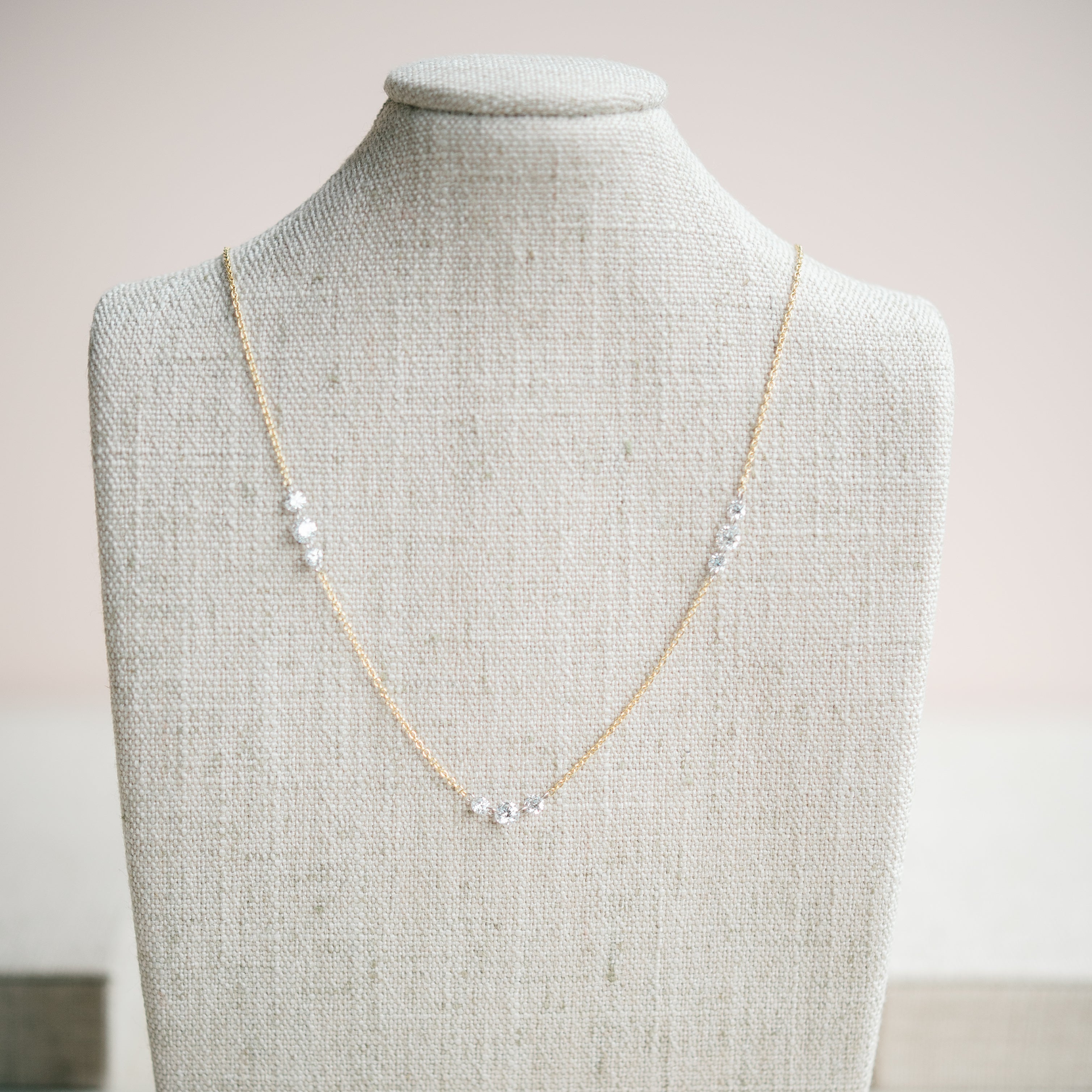 Floating Lab Grown Diamond Station Necklace