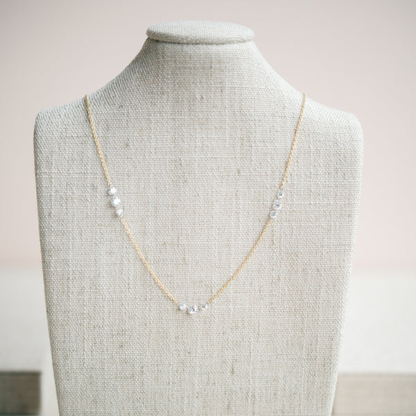 Floating Lab Grown Diamond Station Necklace