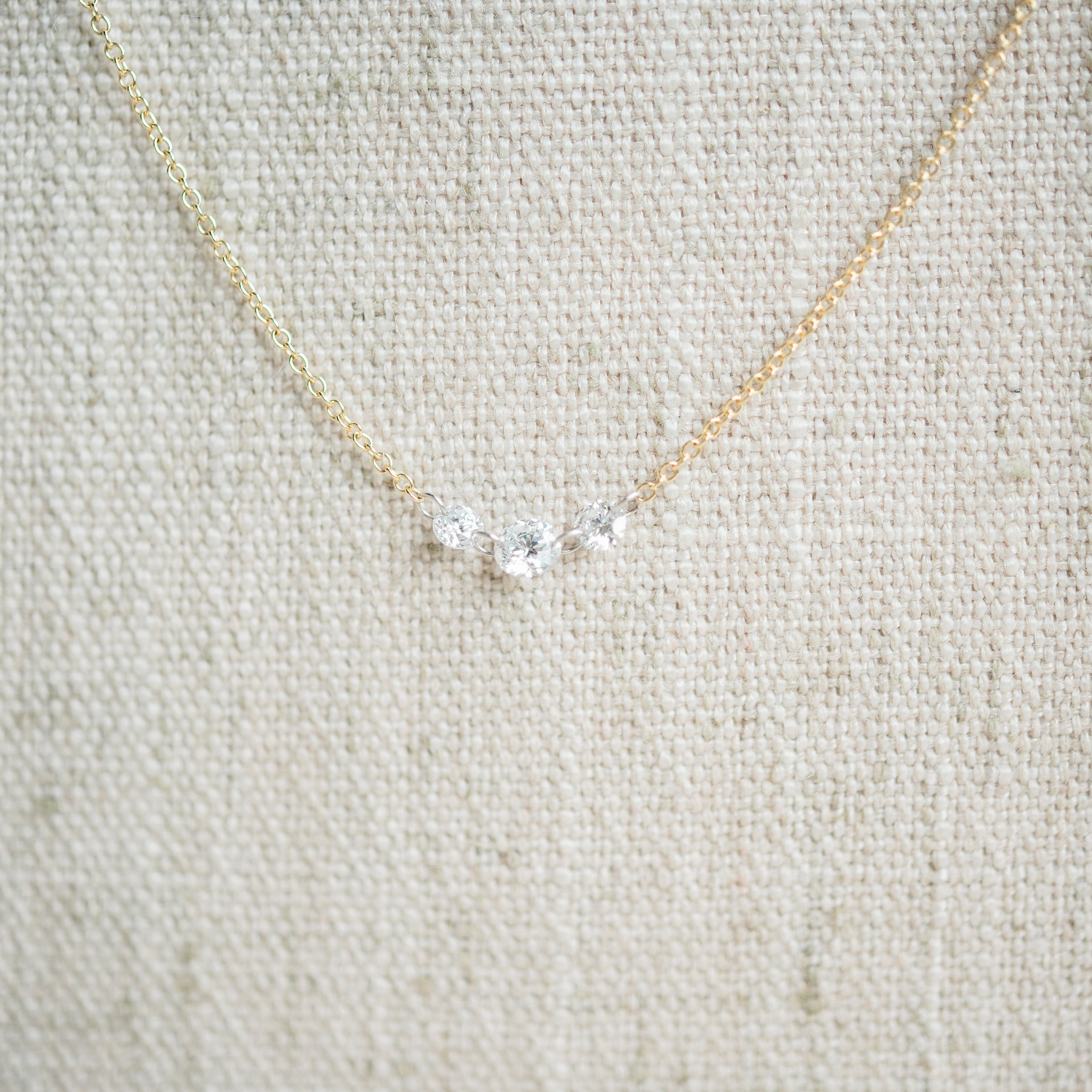 Floating Lab Grown Diamond Station Necklace