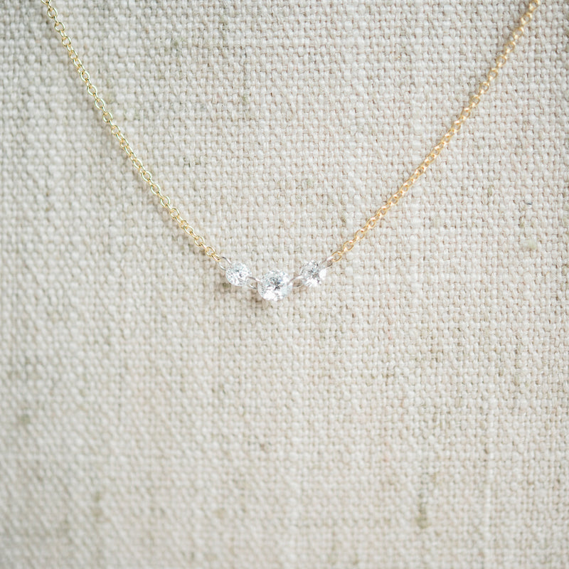 Floating Lab Grown Diamond Station Necklace
