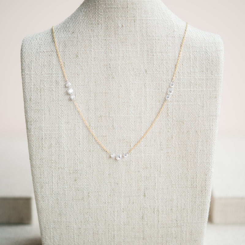 Floating Lab Grown Diamond Station Necklace