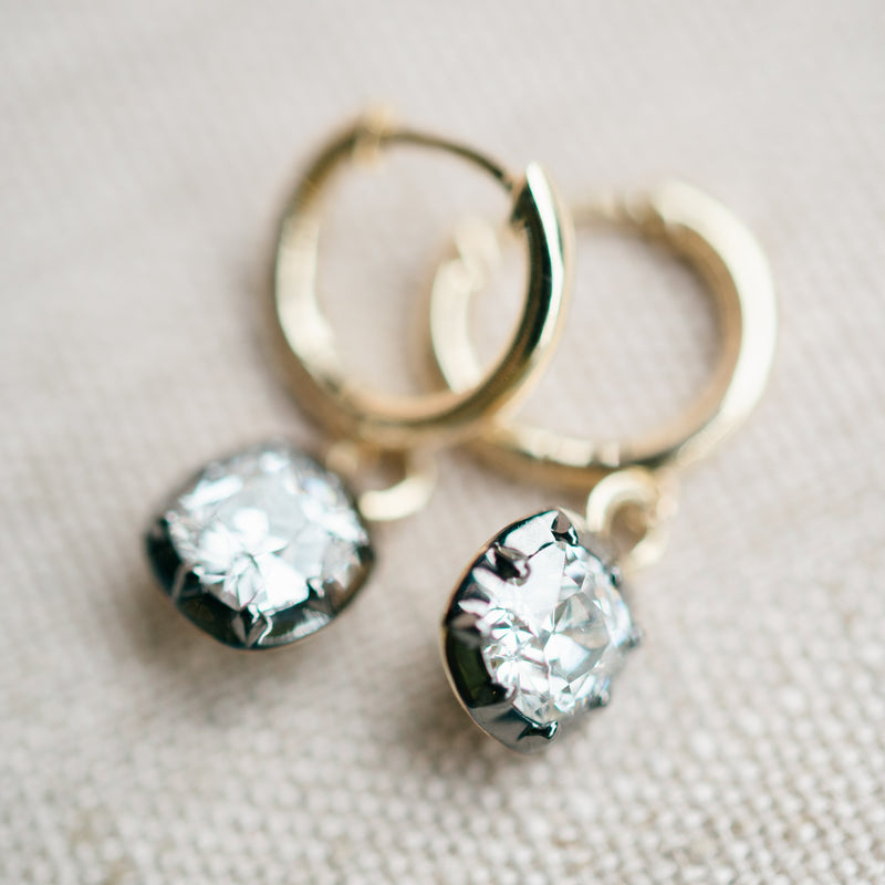 Georgian Lab Grown Cushion Diamond Huggie Earrings
