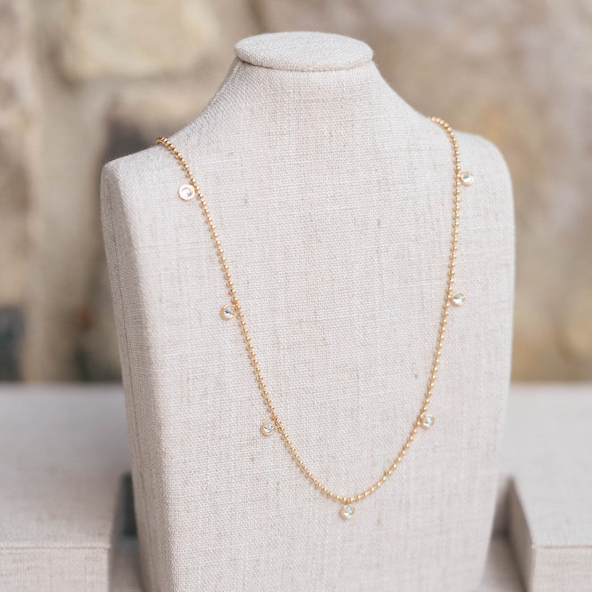 diamond dangle station necklace