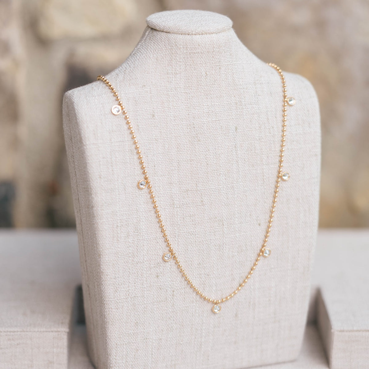 diamond dangle station necklace