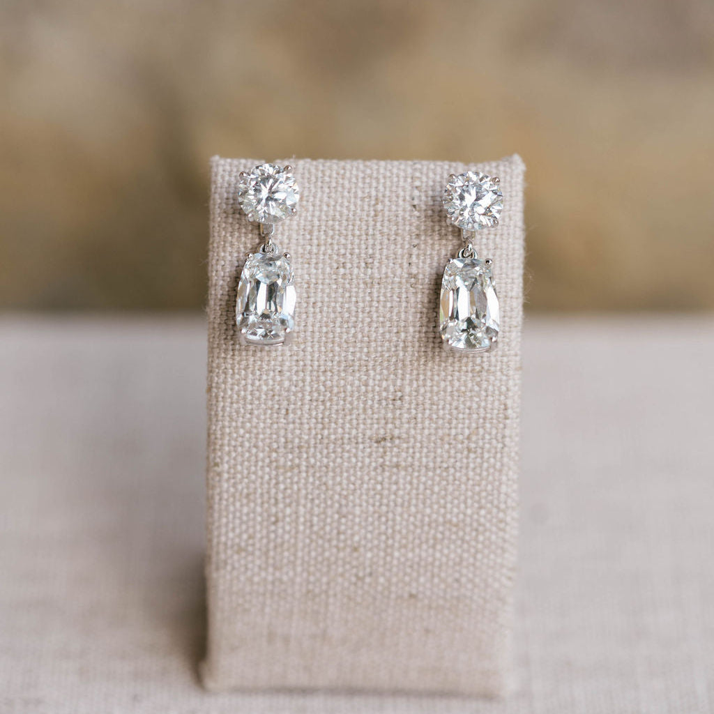 Tapered antique cushion cut earring jackets