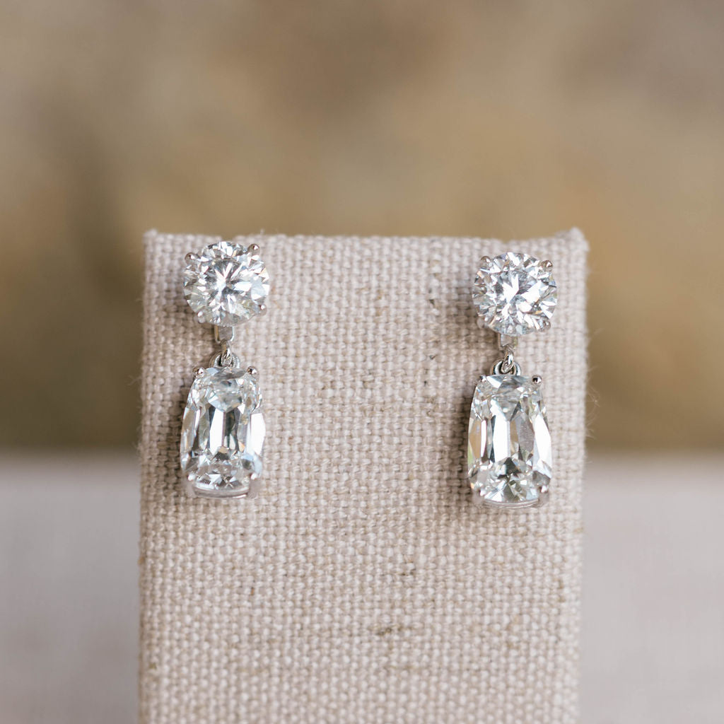 Tapered antique cushion cut earring jackets