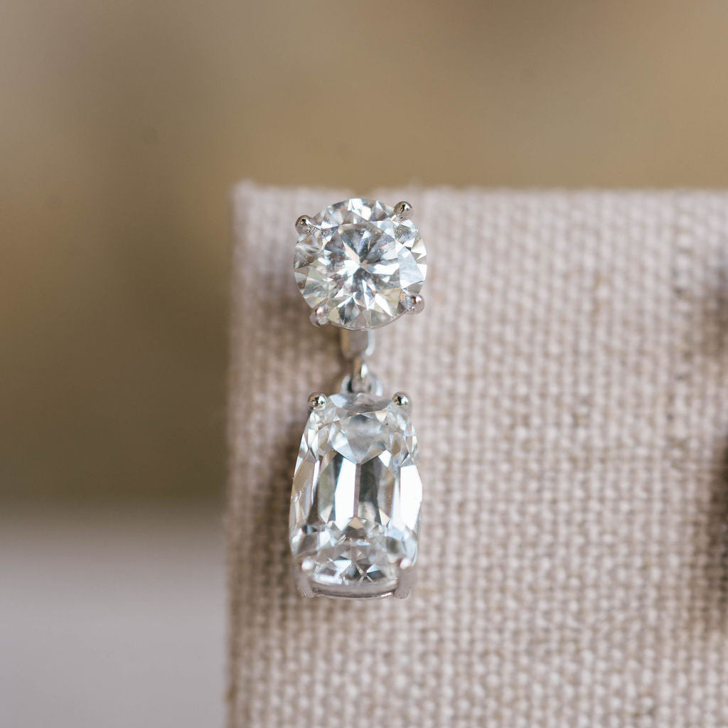 Tapered antique cushion cut earring jackets