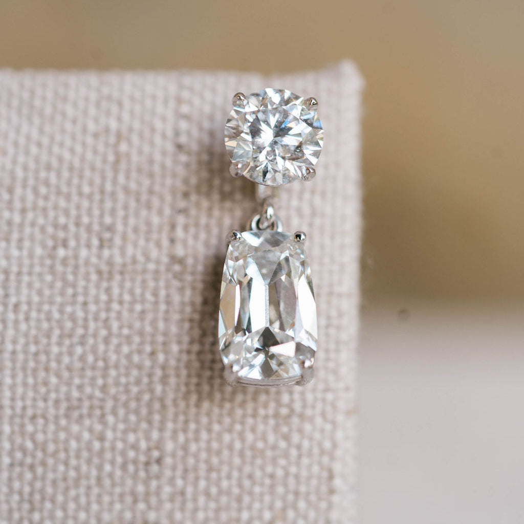 Tapered antique cushion cut earring jackets