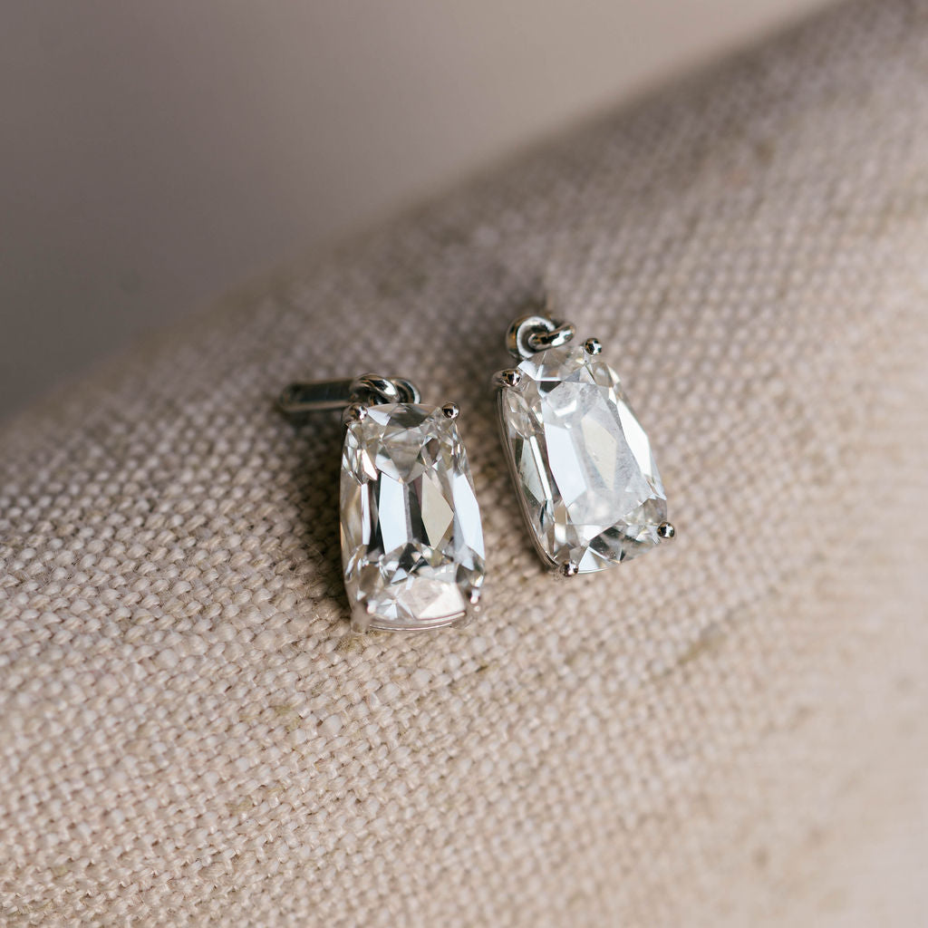 Tapered antique cushion cut earring jackets