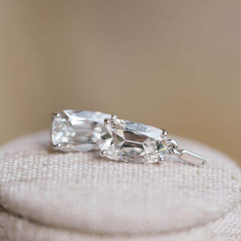 Tapered antique cushion cut earring jackets