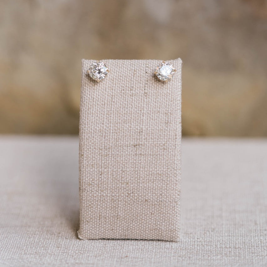 diamond studs, yellow gold