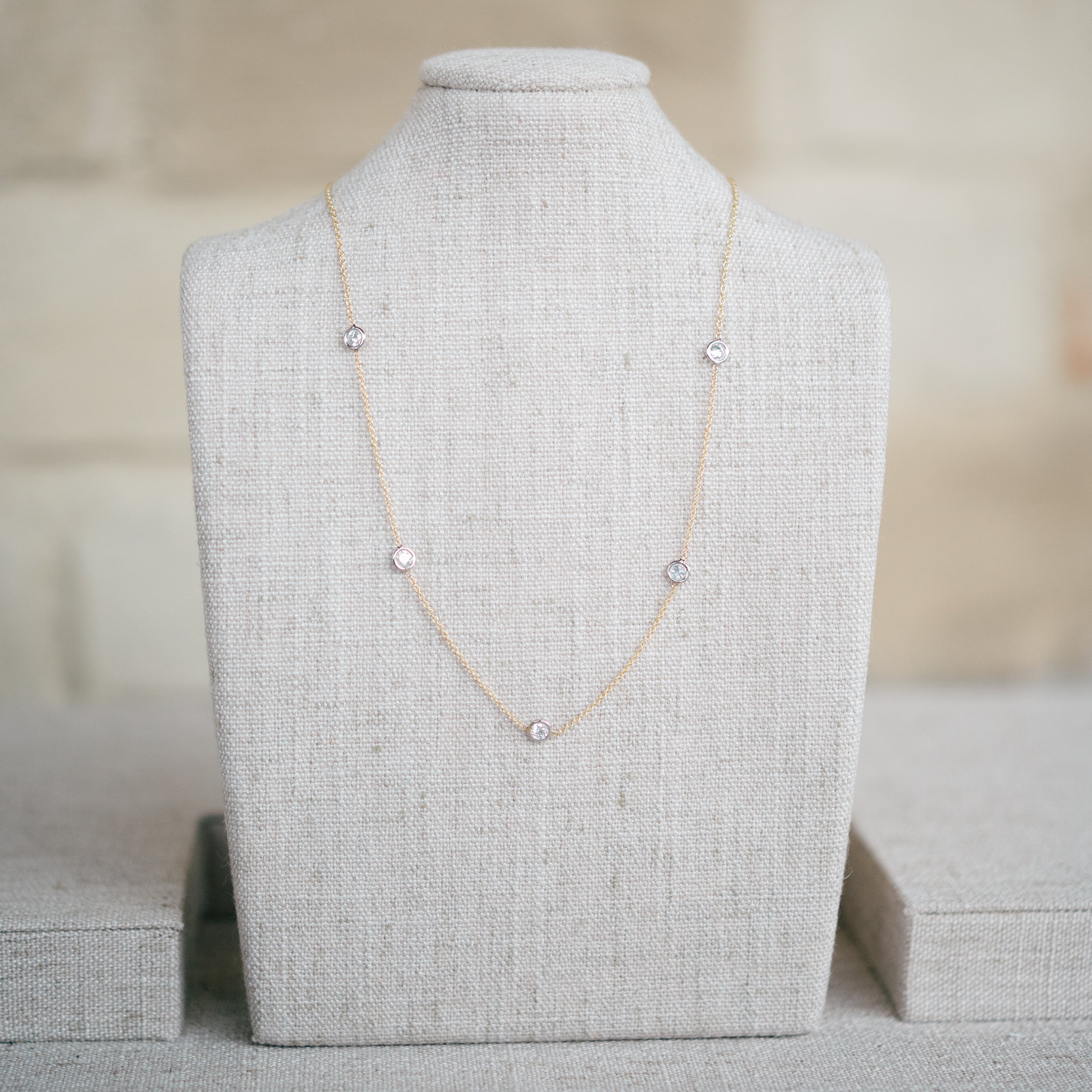mixed metal diamond station necklace