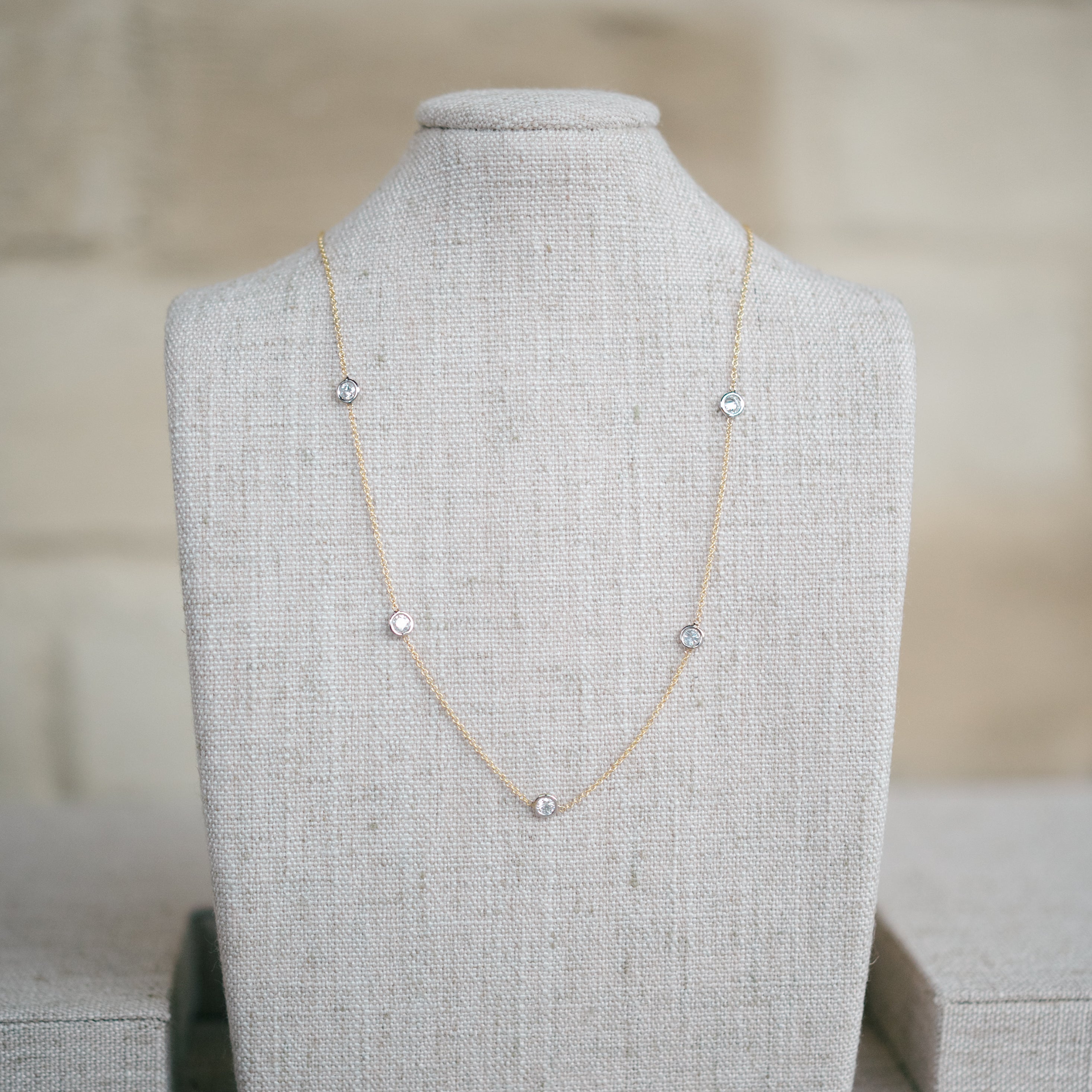 mixed metal diamond station necklace