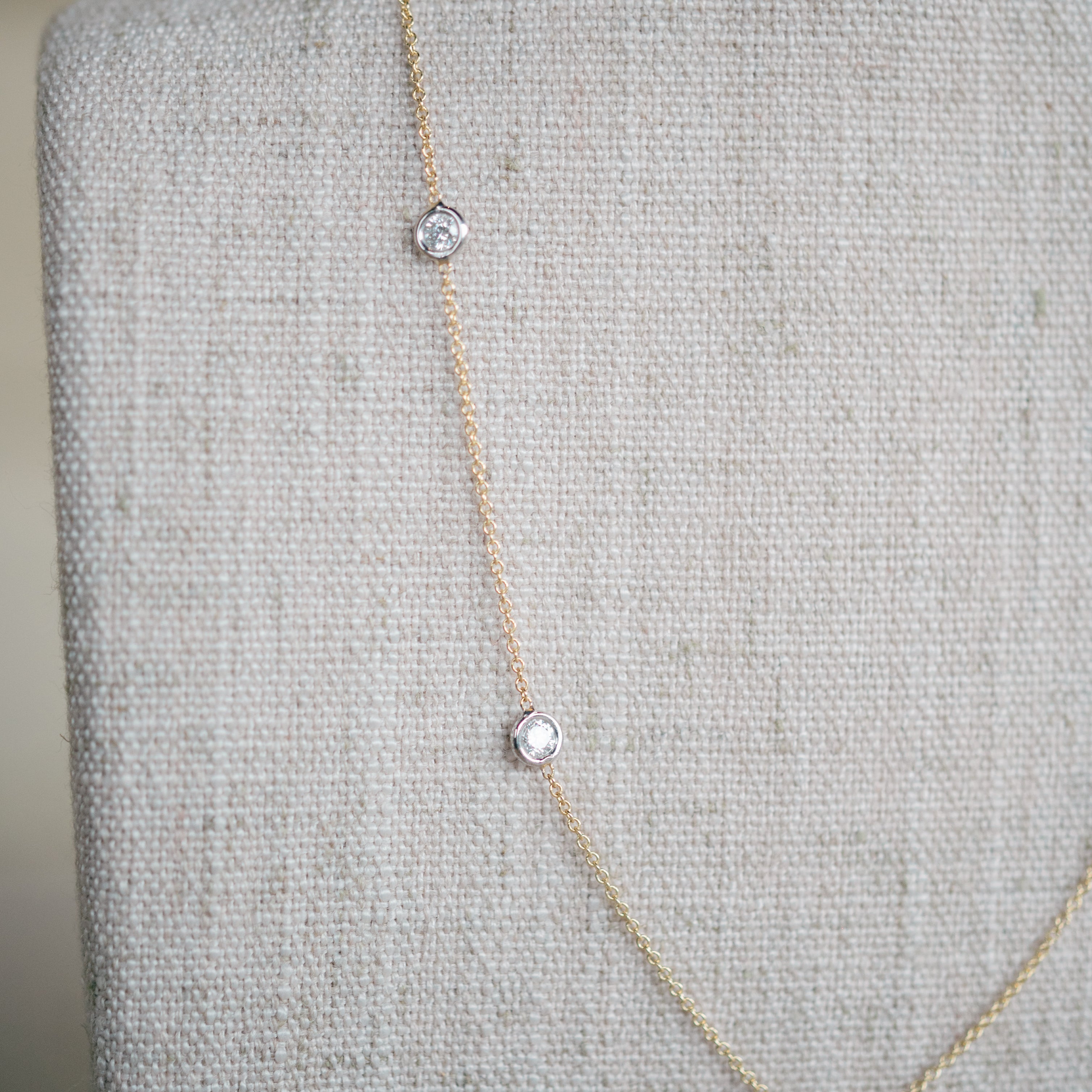 mixed metal diamond station necklace