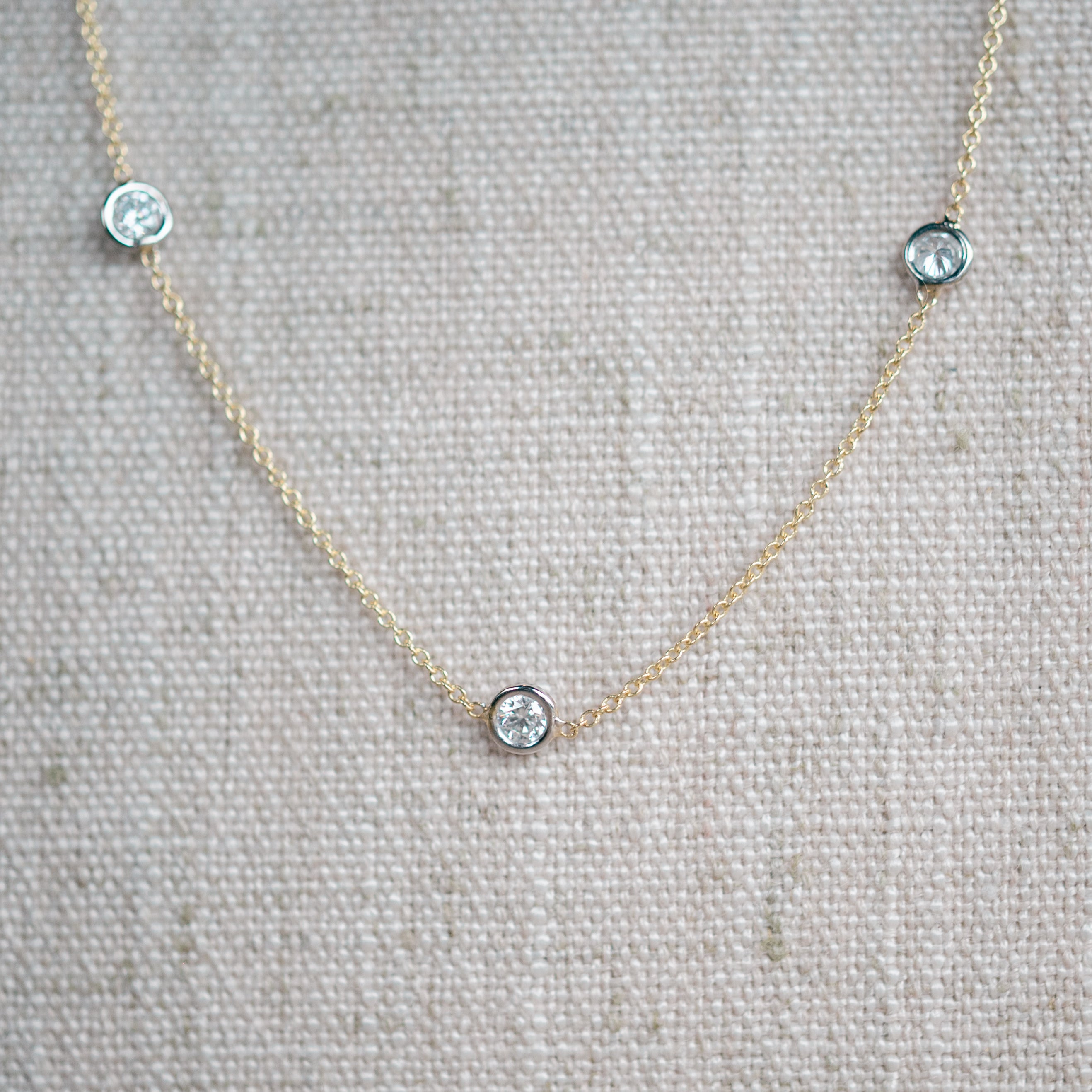 mixed metal diamond station necklace