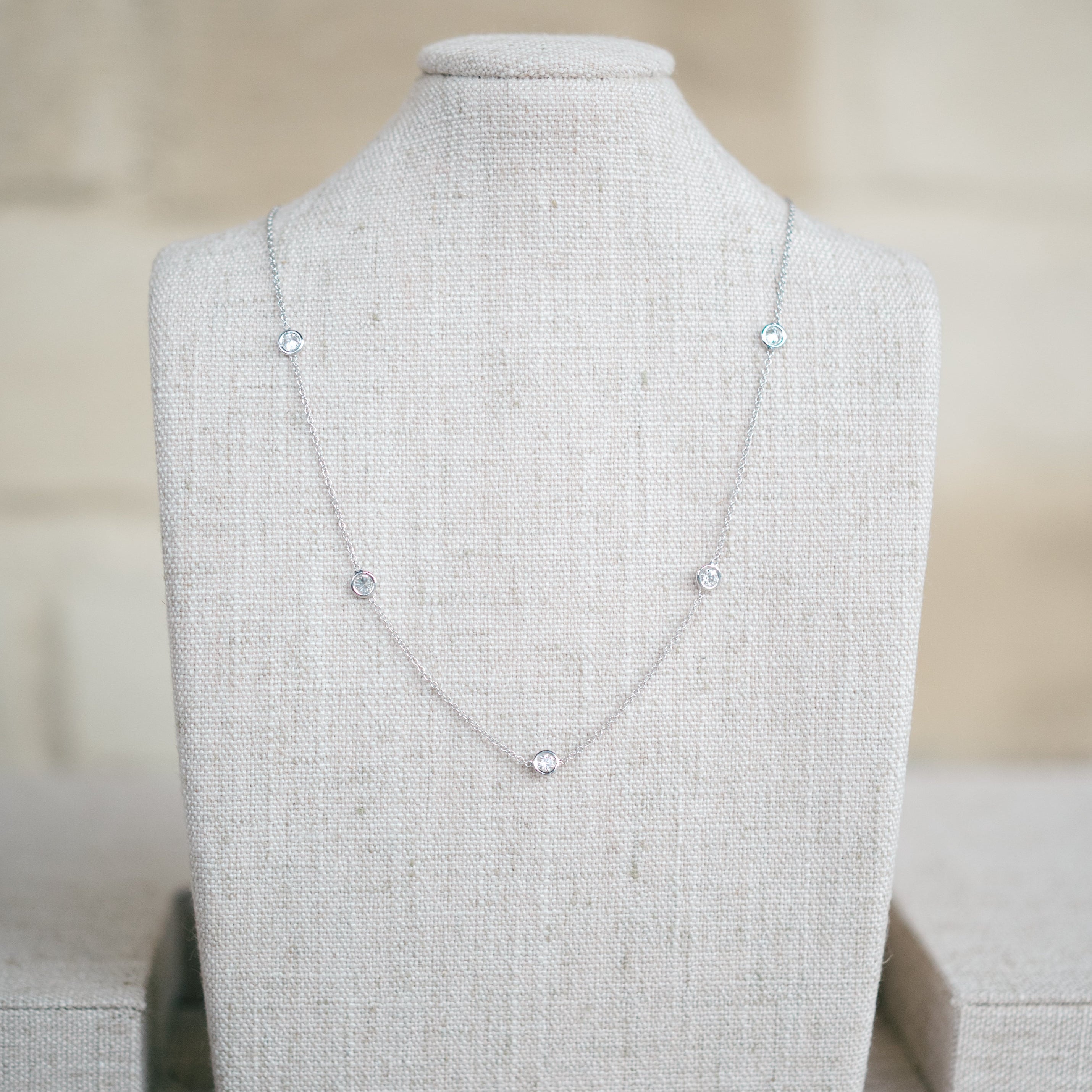 White Gold Diamond Station Necklace