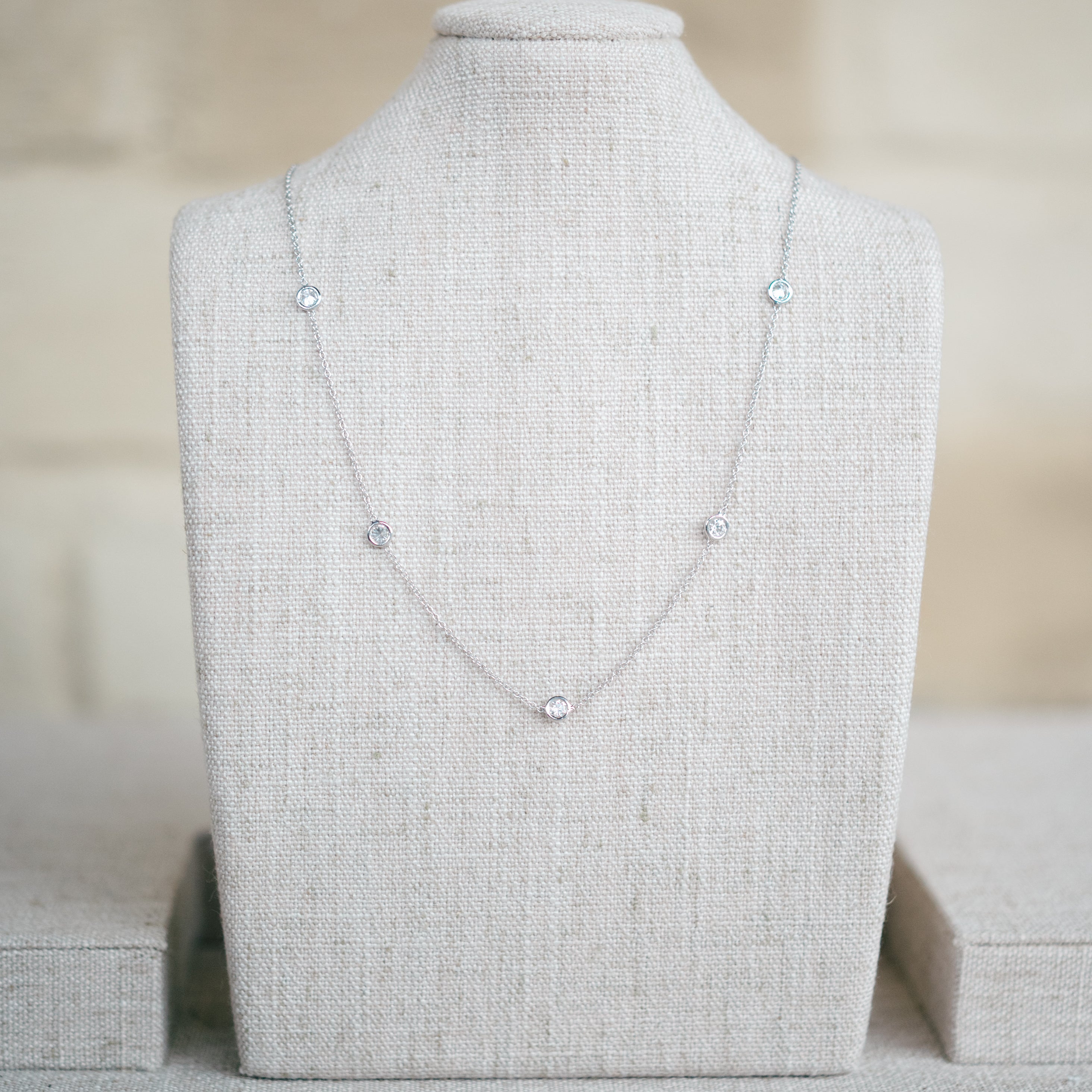 White Gold Diamond Station Necklace