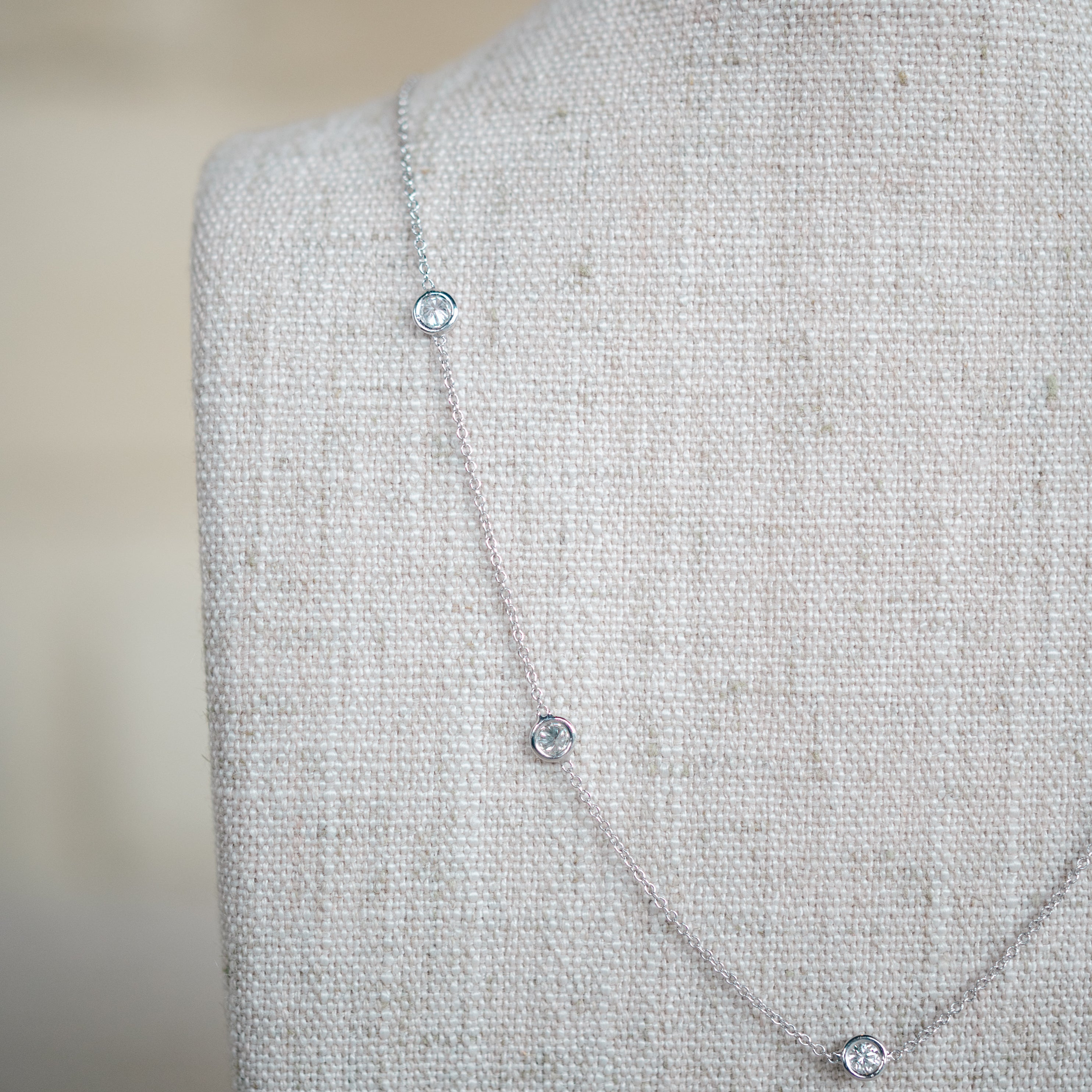 White Gold Diamond Station Necklace