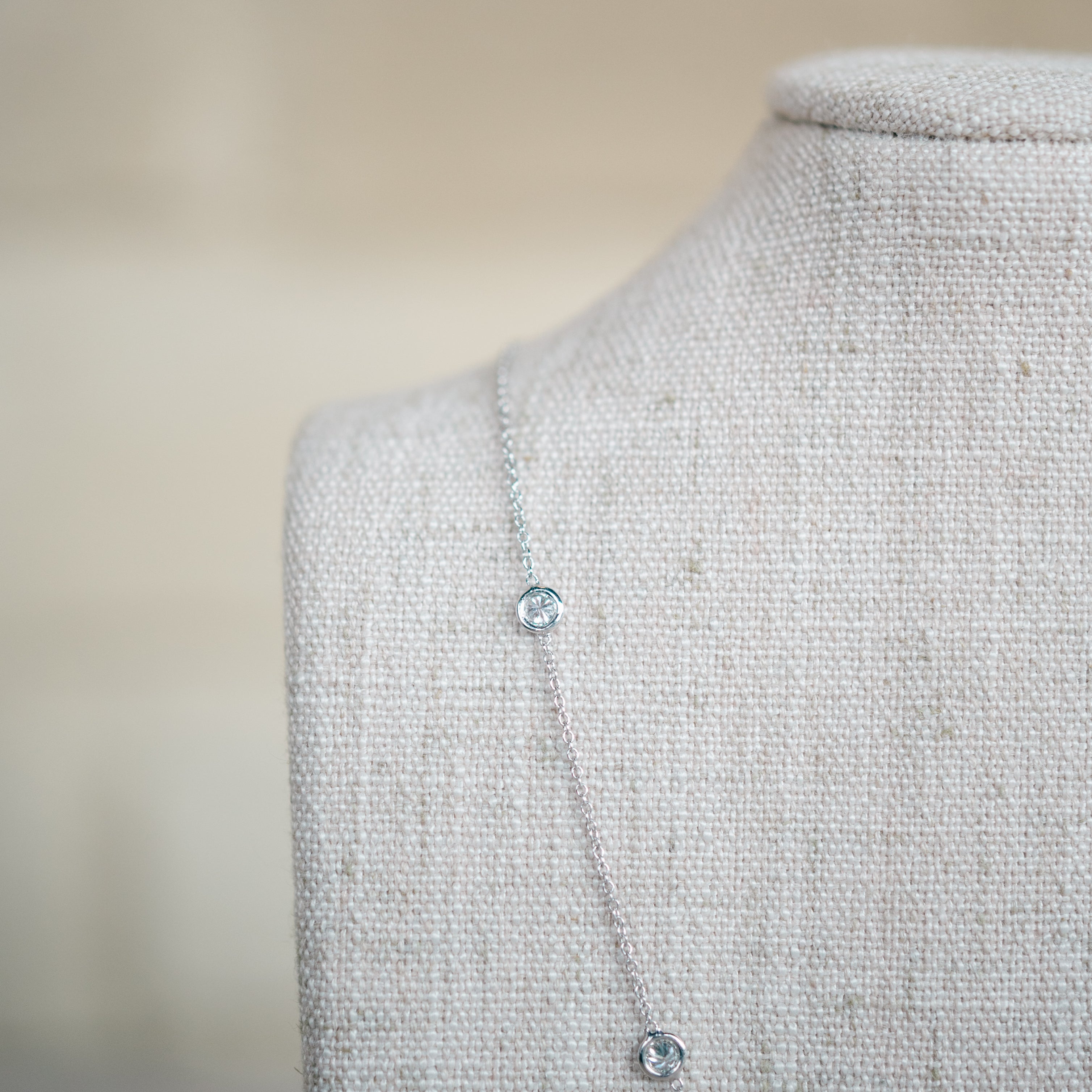 White Gold Diamond Station Necklace