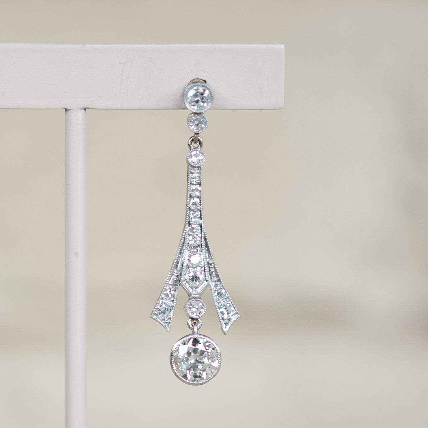 platinum diamond dangle earrings