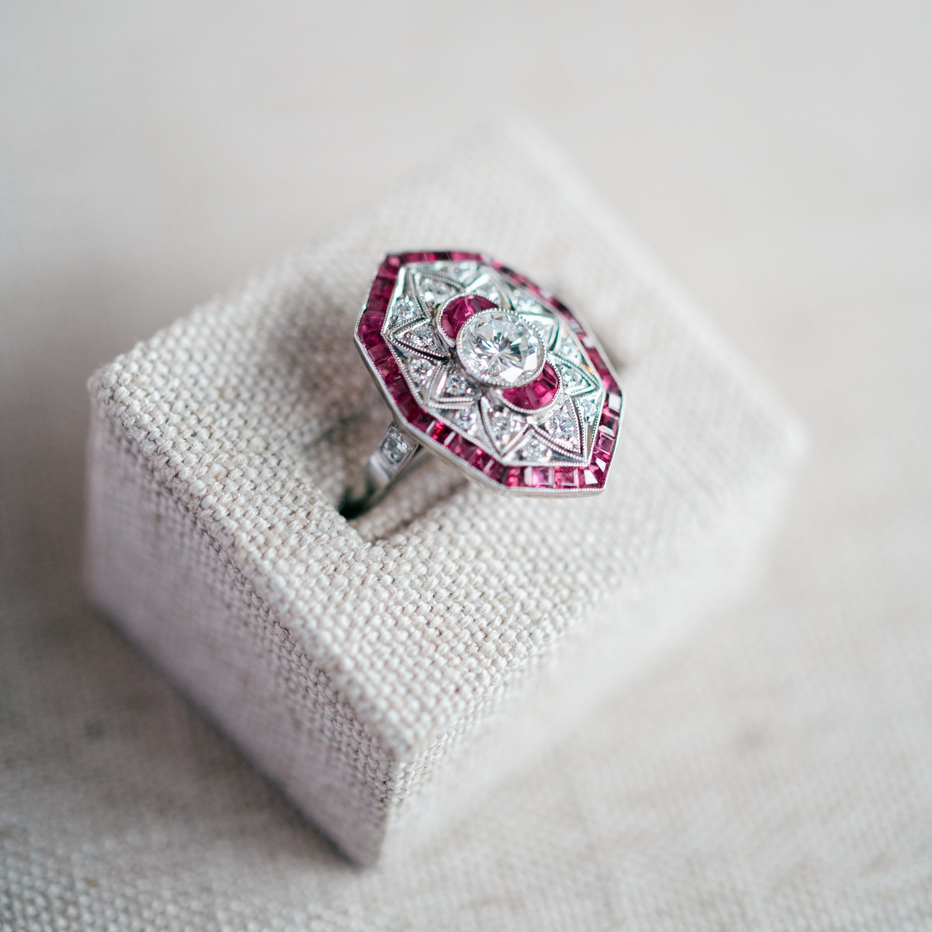 platinum diamond and ruby ring
